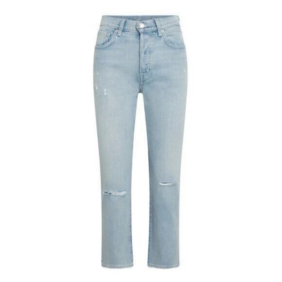 Daily Blue By AG Hype Straight Leg Jeans High Rise Distressed Dust Size 25 NEW - Picture 1 of 15